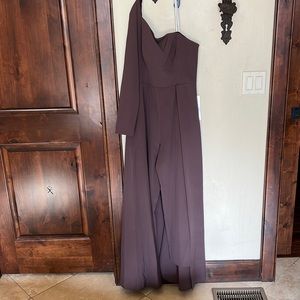 Kay Unger One-Shoulder Chocolate Dress